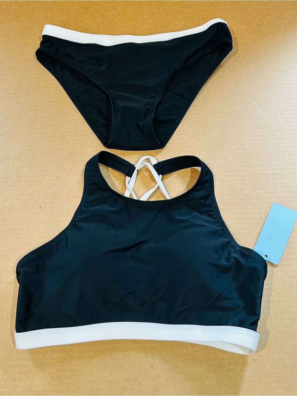 Black Sports Bikini Set with White Trim - Women Intimates & Sleepwear